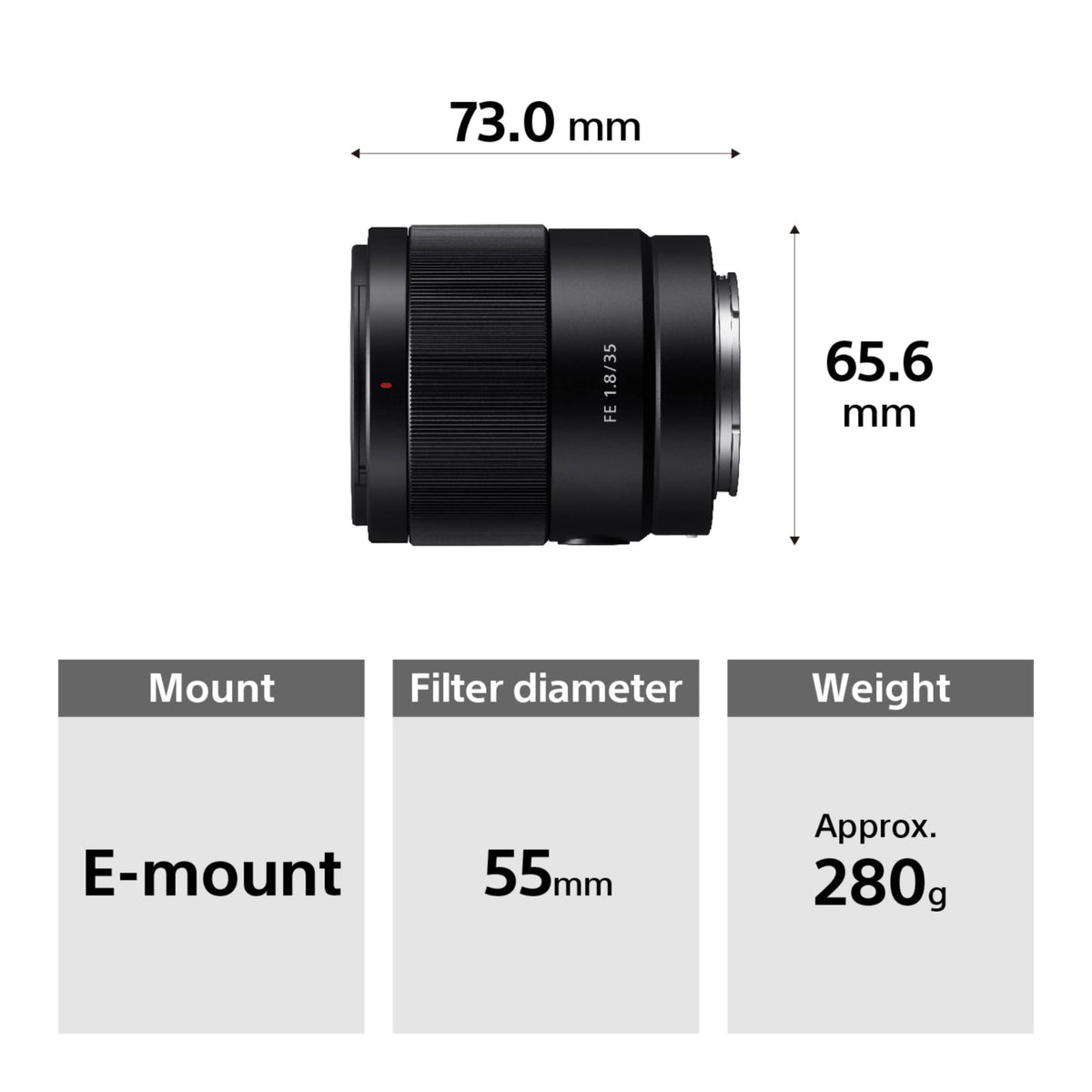Sony SEL35F18F – Obiectiv fix cu unghi larg FE 35mm F1.8 pentru format complet (APS-C, E-Mount, compact și luminos, compatibil cu seria Sony Alpha A7, seria A6000, ZV-E1, ZV-E10)