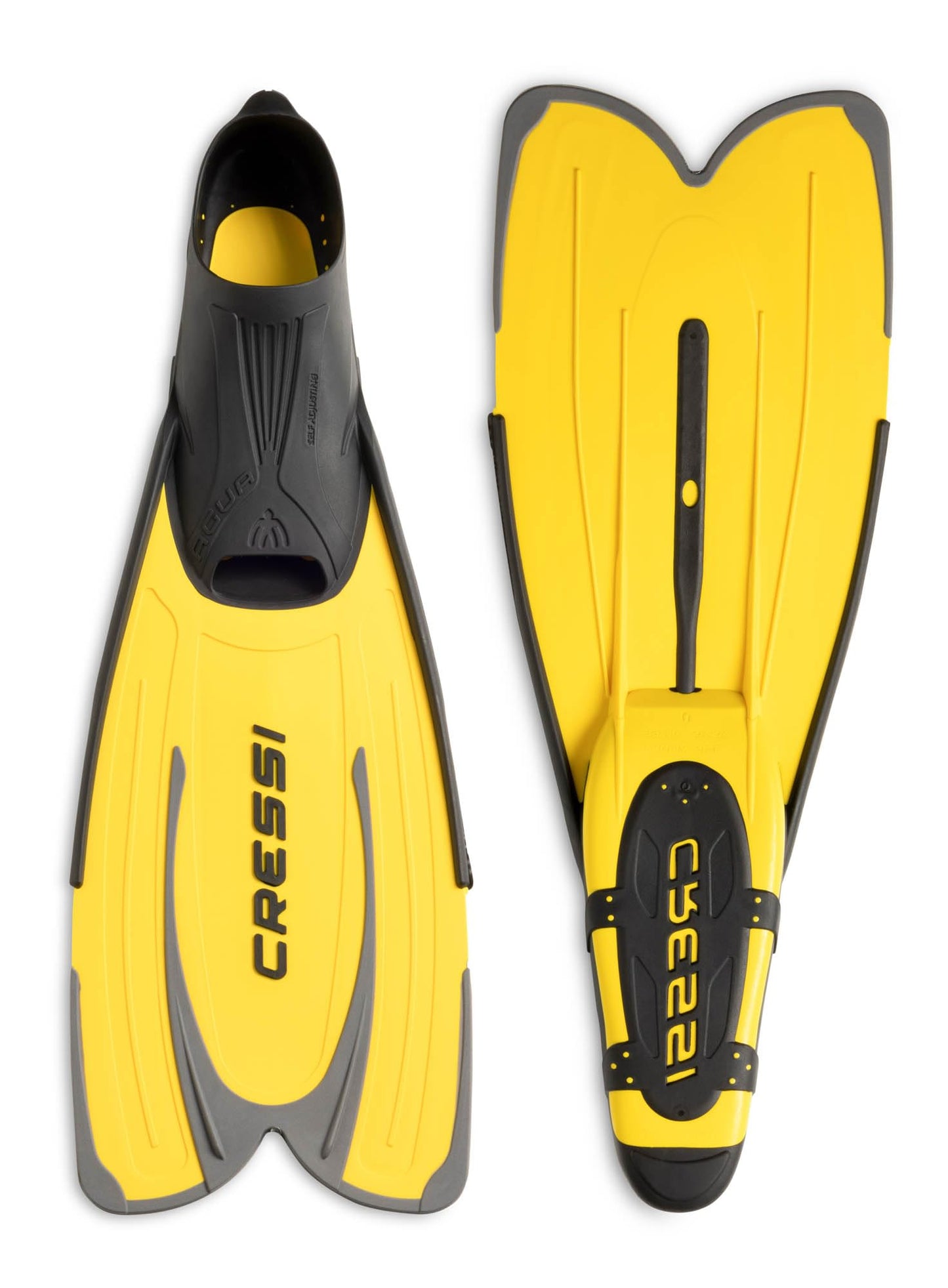 Cressi Agua Fins Swimming Fins - Adjustable Foot Section for Diving - Ergonomic Short Fins Adults & Children - Durable Fin Material - Yellow - 43/44 - CA201043