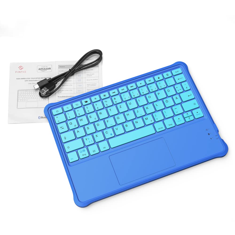 Made for Amazon Kids Blue Bluetooth Wireless Keyboard for Fire HD 10 Kids and Kids Pro Tablets - KAW0005