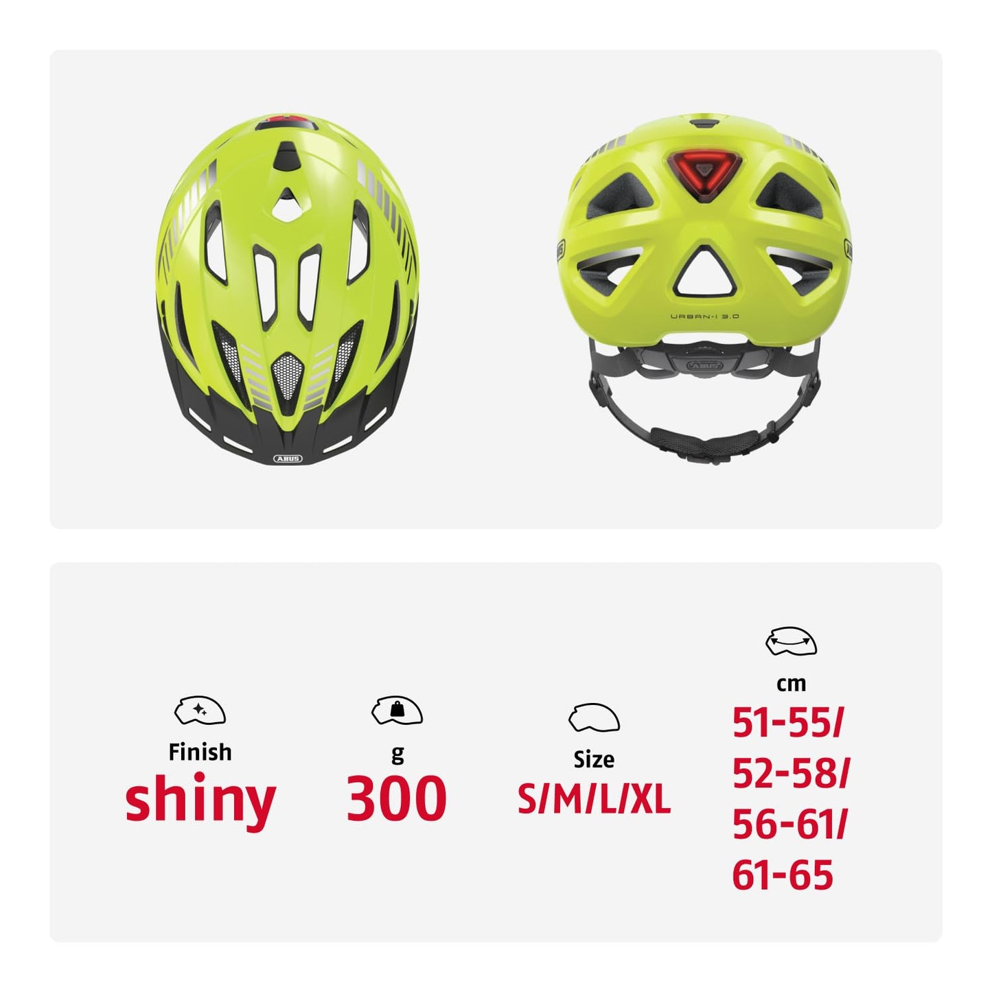 ABUS 86868 bicycle helmet, yellow (Signal Yellow), L (56-61 cm)