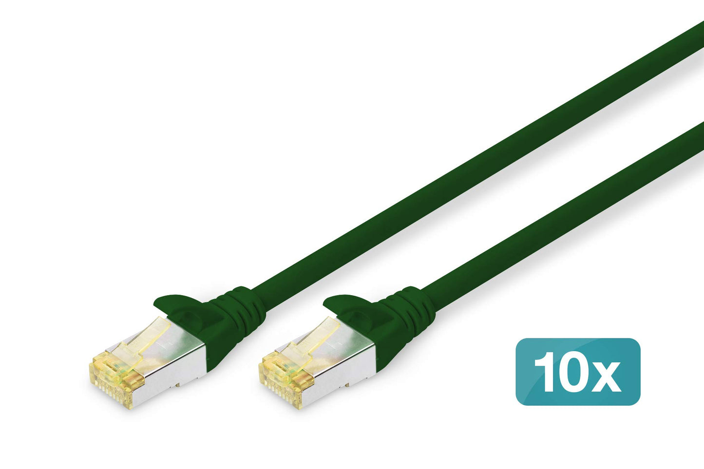 DIGITUS LAN cable Cat 6A – 3 m – 10 pieces – S/FTP shielded – green - DK-1644-A-030-G-10