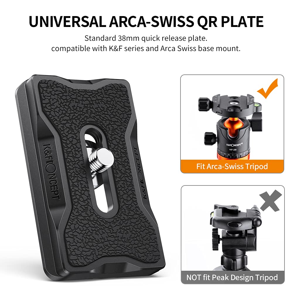 K&F CONCEPT camera quick release plate, 2 pack aluminum quick release plate with 1/4'' thread, Arca-Swiss quick release system for most tripod, tripod head, DSR/DSRL camera - KF31.031