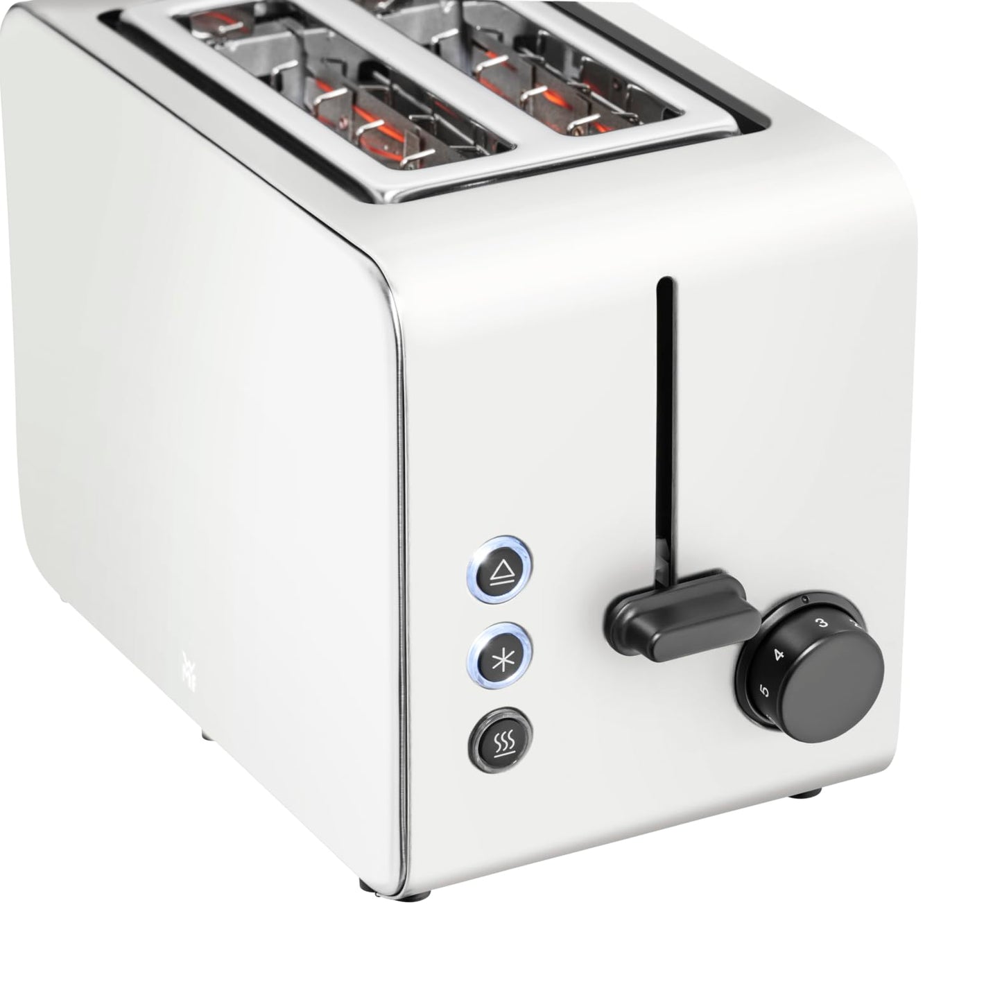 WMF Stelio toaster 2 slices stainless steel, double slot with bread roll attachment, bagel function, 7 browning levels, 900 W, matt white stainless steel - 414210001