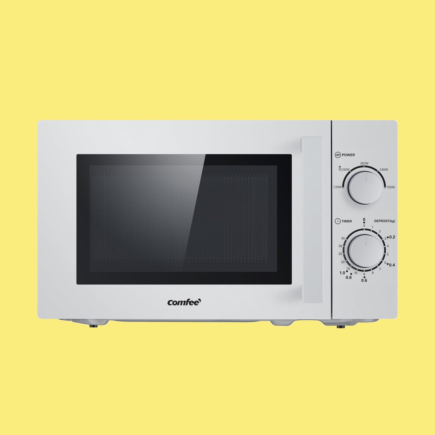 Comfee CMSN 20 si microwave/solo microwave with 5 power levels/interior lighting/easy defrost/360° turntable/two rotary controls/20L/700W/silver