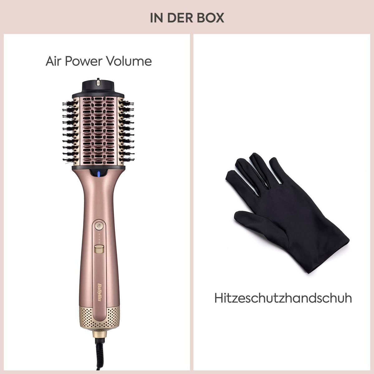 BaByliss Air Power Volume – 2-in-1 Round Brush Hair Dryer and Air Styler, Gold - AS95E