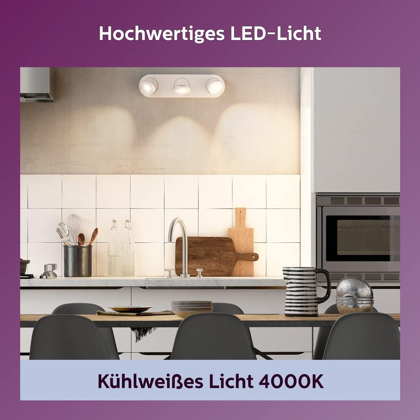 Philips LED Classic GU10 lamps pack of 6 (50 W), reflector LED spots with cold white light, energy-saving lamps with a long useful life, not dimmable - 929001218298