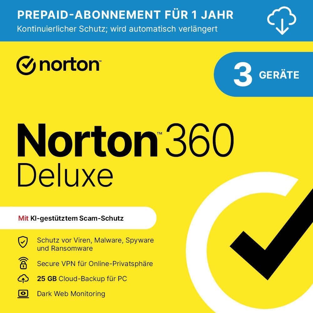 Logitech MK270 Wireless Keyboard and Mouse Set - Black + Norton 360 Deluxe 2026, Antivirus Software for 3 Devices