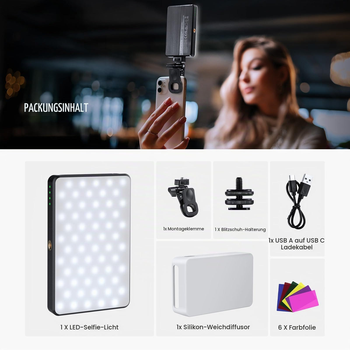 NEEWER Basics LED Hnady Selfie Light for iPhone Camera Laptop, BL120B