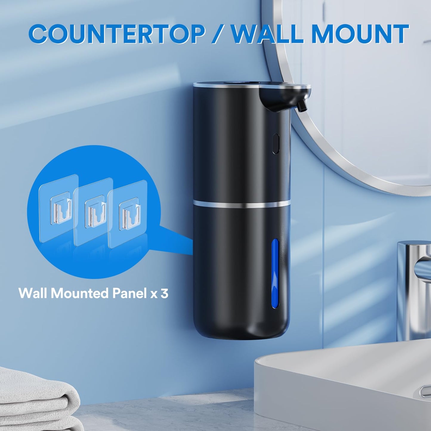 Soap dispenser automatic with digital display, 380 ml electric soap dispenser with sensor, wall mounting, contactless, USB rechargeable IPX5 waterproof for bathroom, kitchen - P18