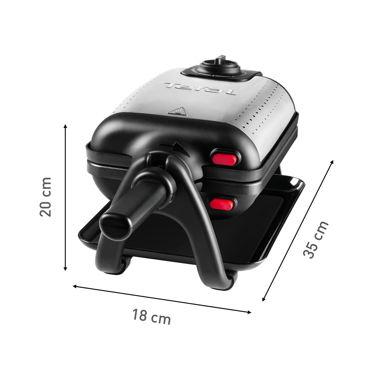 Tefal King Size Waffeleisen WM756D, aparat de făcut vafe dublu pentru 2 vafe belgiene, funcție de rotire, plăci cu strat antiaderent, vafe groase, regulator de temperatură, curățare ușoară, 120W, 1L [Clasa energetică A+]