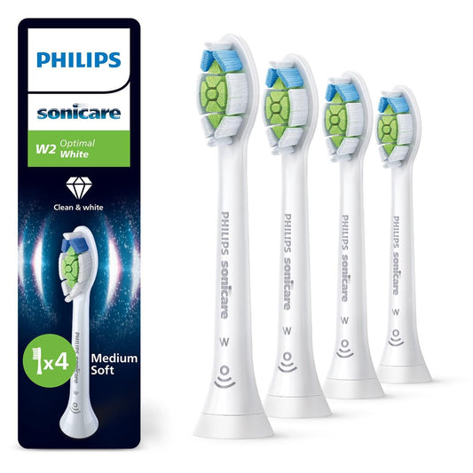 Philips Sonicare W2 Optimal White, Original replacement brush heads, White, 4-pack, HX6064/87