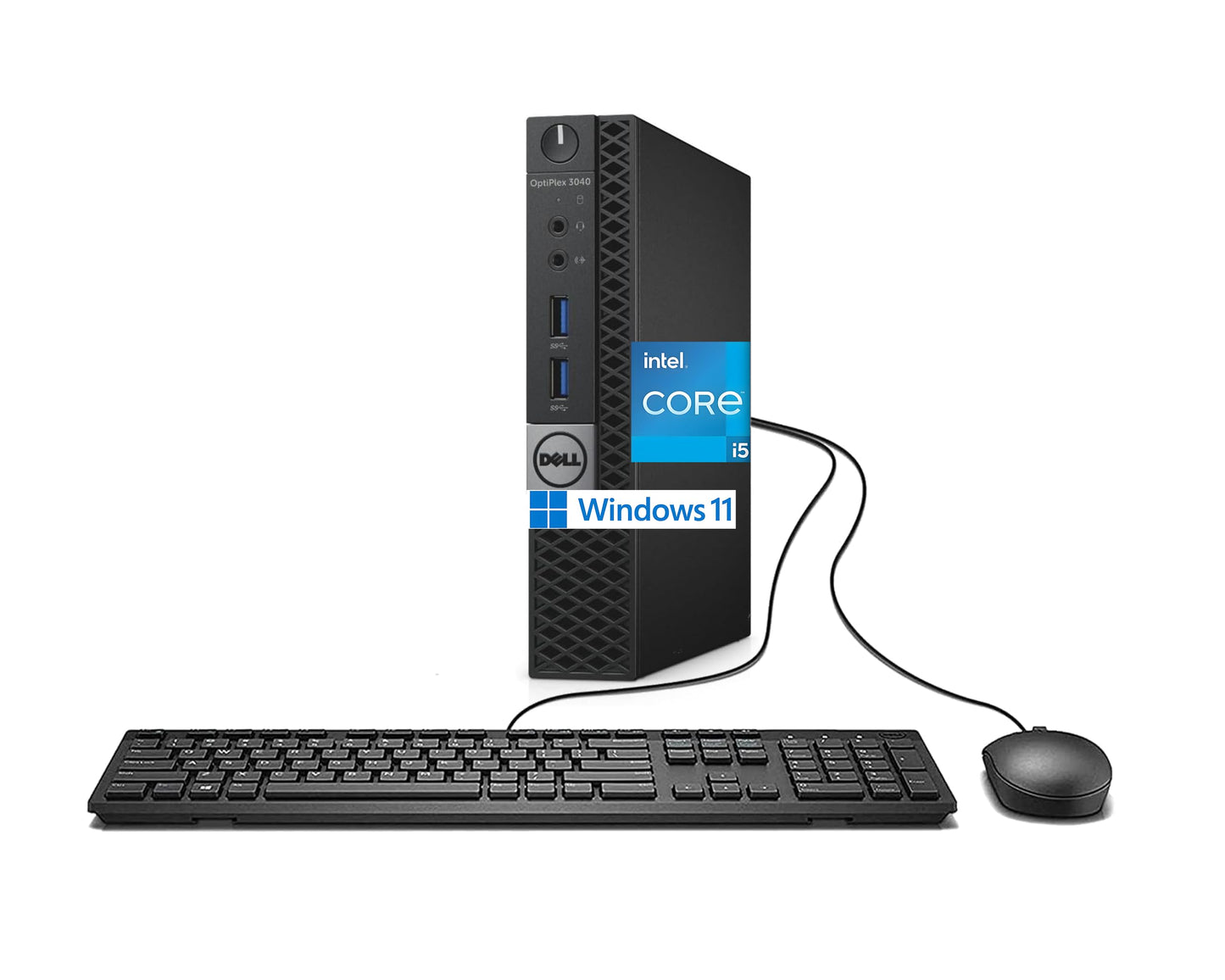 Dell Optiplex 3040 Mini Computer PC with 24 inch monitor, Intel Core i5-6500, 8GB RAM, 256GB SSD, US Keyboard QWERTY, WiFi, Bluetooth, Windows 11 Pro (Renewed)