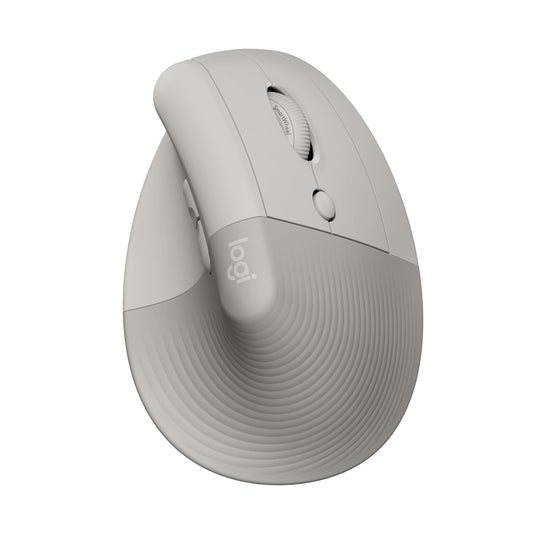 Logitech Lift Vertical Ergonomic Mouse, Wireless, Bluetooth or Logi Bolt USB Receiver, Quiet Clicks, 4 Buttons, Compatible with Windows/macOS/iPadOS, Laptop, PC - Sand - 910-007771