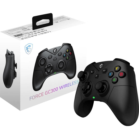 MSI FORCE GC300 WIRELESS PC Gamepad Controller - 2.4 GHz, Bluetooth, USB Type-C to A - wired/wireless, 600mAh Li-Ion battery (20h), interchangeable D-Pad covers, two vibration motors - S10-43G0180-EC4