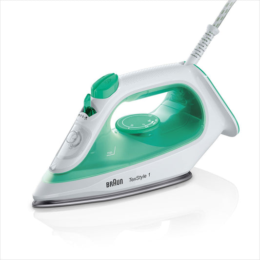 Braun TexStyle 1 steam iron SI 1040GR - iron with SuperCeramic soleplate, vertical steam, 2000 watts, green - SI1040GR