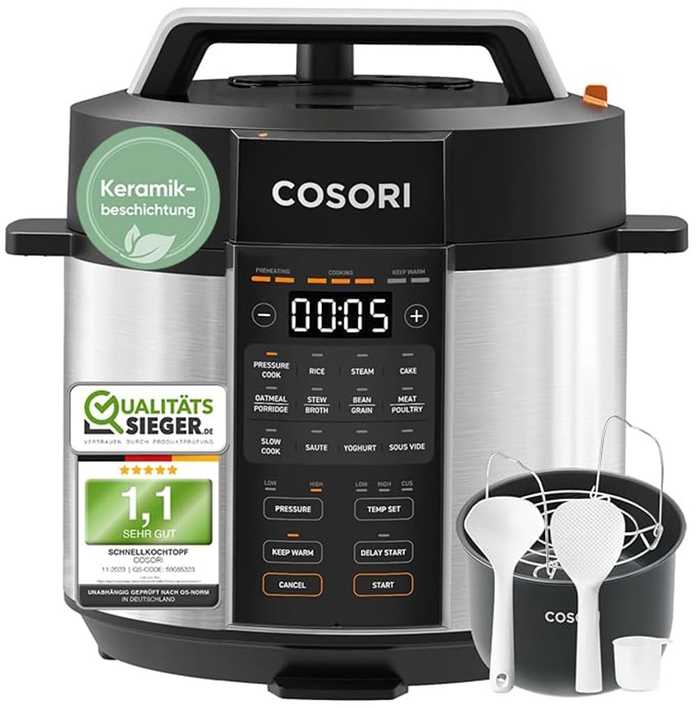 Cosori Pressure Cooker, Ceramic Coating, 5.7 L, 9-in-1 - CMC-CO601-SEU