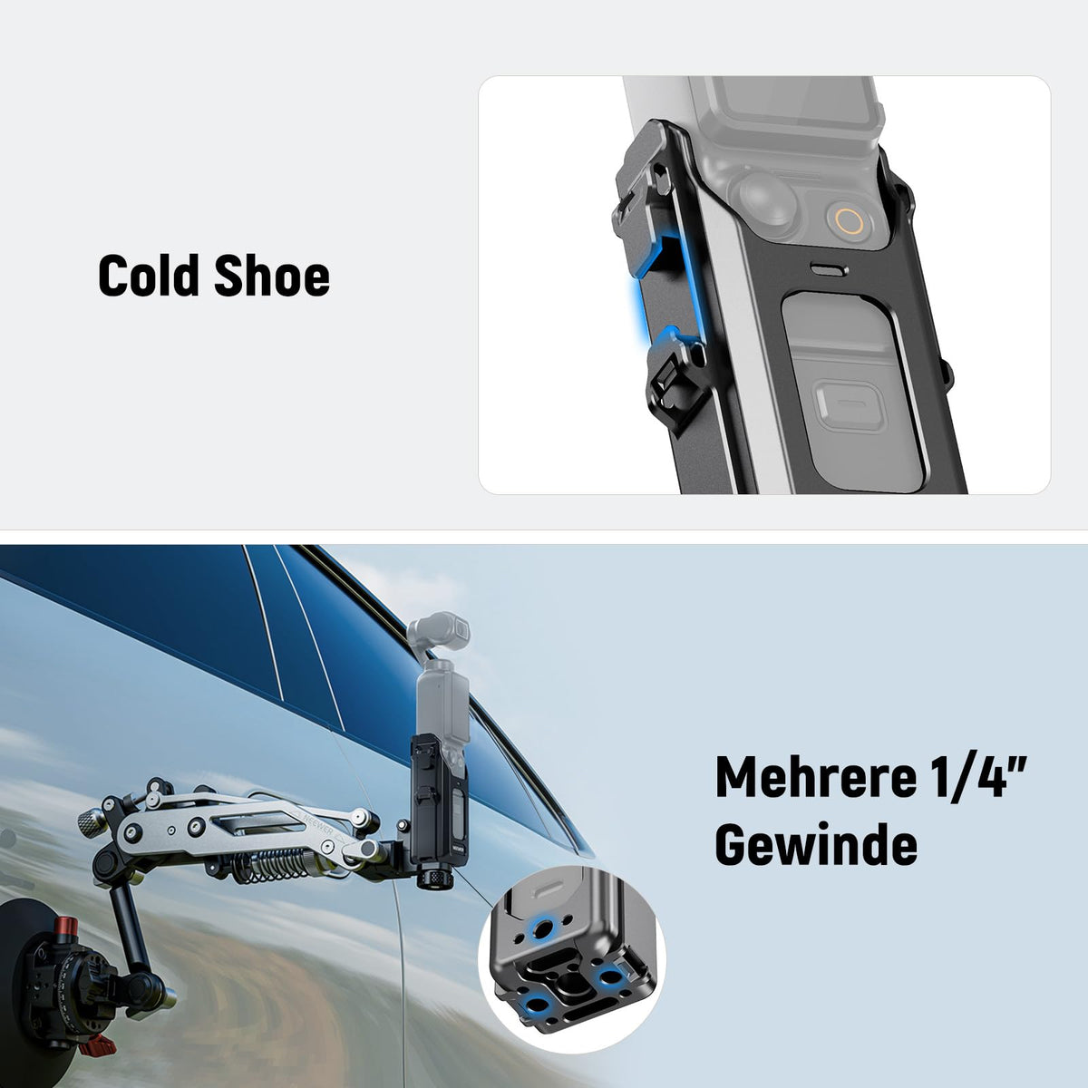 NEEWER Pocket 3 Cage, All In One Aluminum Alloy Protective Video Rig compatible with DJI Osmo Pocket 3 & Magnetic Mount Accessories, 1/4" Thread Cold Shoe, Slots for Quick Release Side Grip, AC029