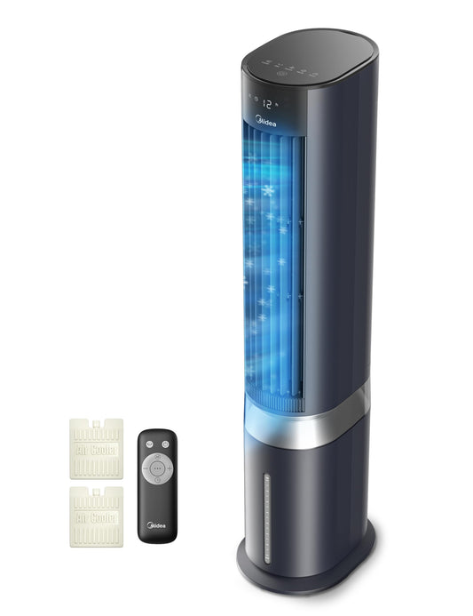 Midea Sensicool air cooler with 7L water cooling | Mobile air conditioning without exhaust hose | Fan with water cooling | 2000m³/h evaporative cooler, 6 speeds, touch display (blue) - MCF23XRB_1