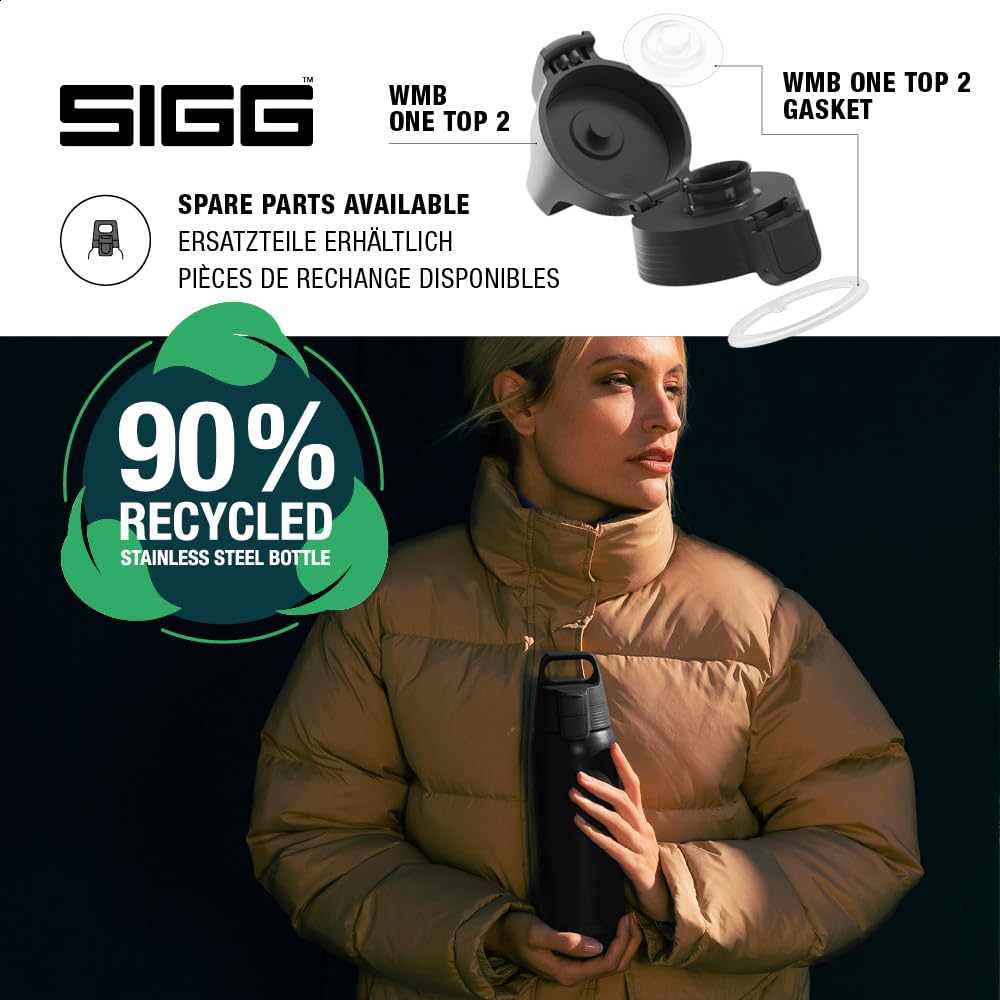 SIGG - Insulated drinking bottle - Thermos bottle Shield Therm One Black carbonated drinks - Leak-proof - Dishwasher safe - BPA-free - 90% recycled stainless steel - Black - 0.75L - 6053.10