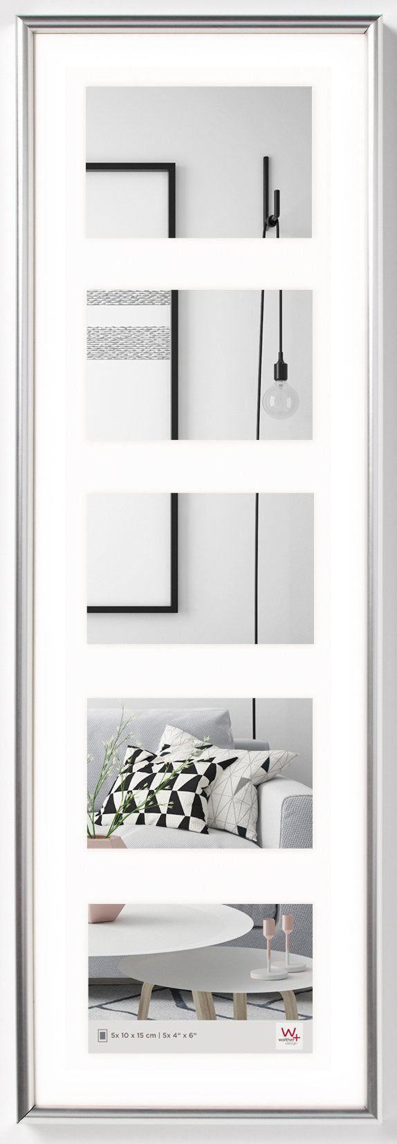 rame de fotografii walther design argintiu 5X 10x15 cm Galerie cu passepartout, cadru din plastic Galeria KS515H