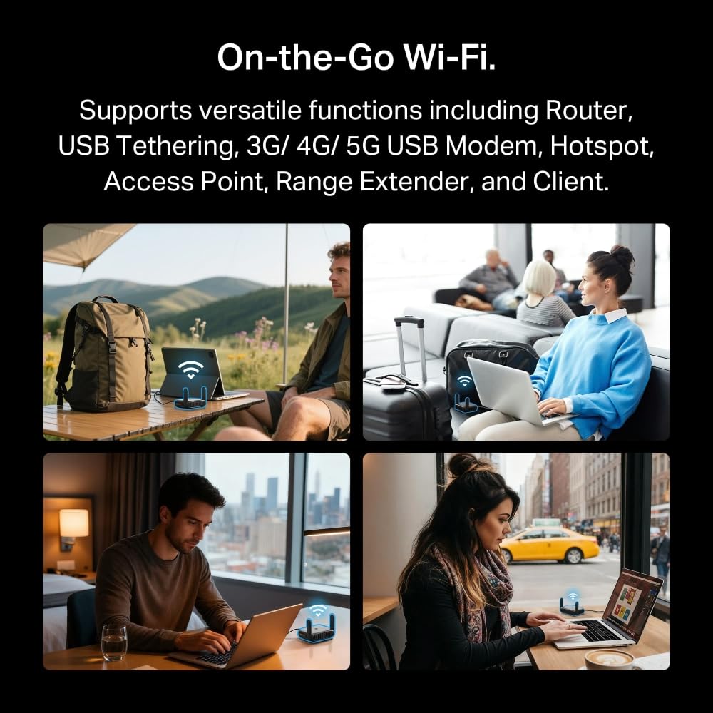 TP-Link TL-WR1512X Wi-Fi 6 travel WLAN router AX1500, dual-band access point with power bank operation, 2×Gigabit port, OpenVPN & WireGuard, USB 3.0, WPA3, 7 operating modes