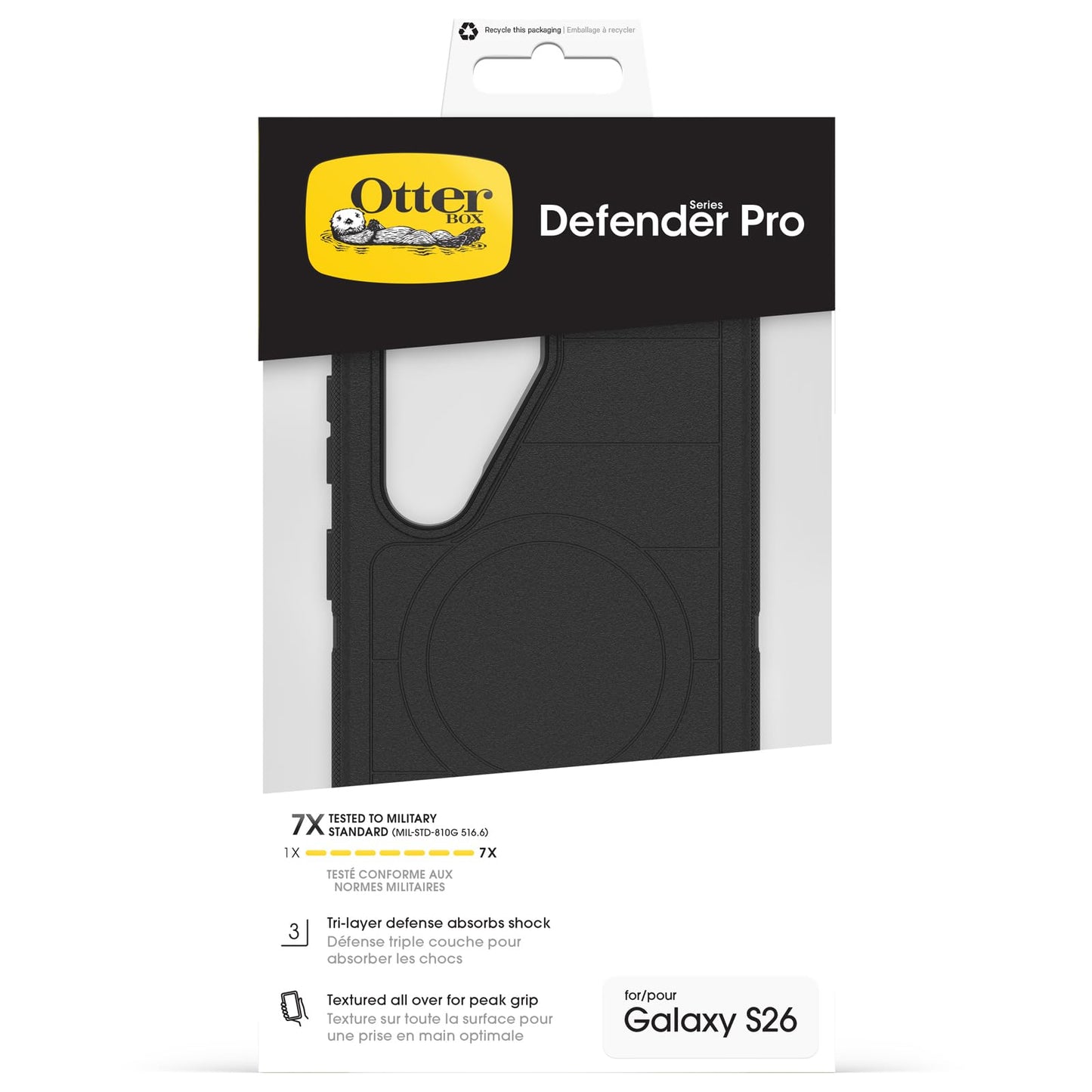 OtterBox Defender Series Pro Case with Magnets for Samsung Galaxy S26, Shockproof, Drop Proof, Extremely Heavy Duty Protective Case, 7X Military Grade Tested, Black - 77-99857