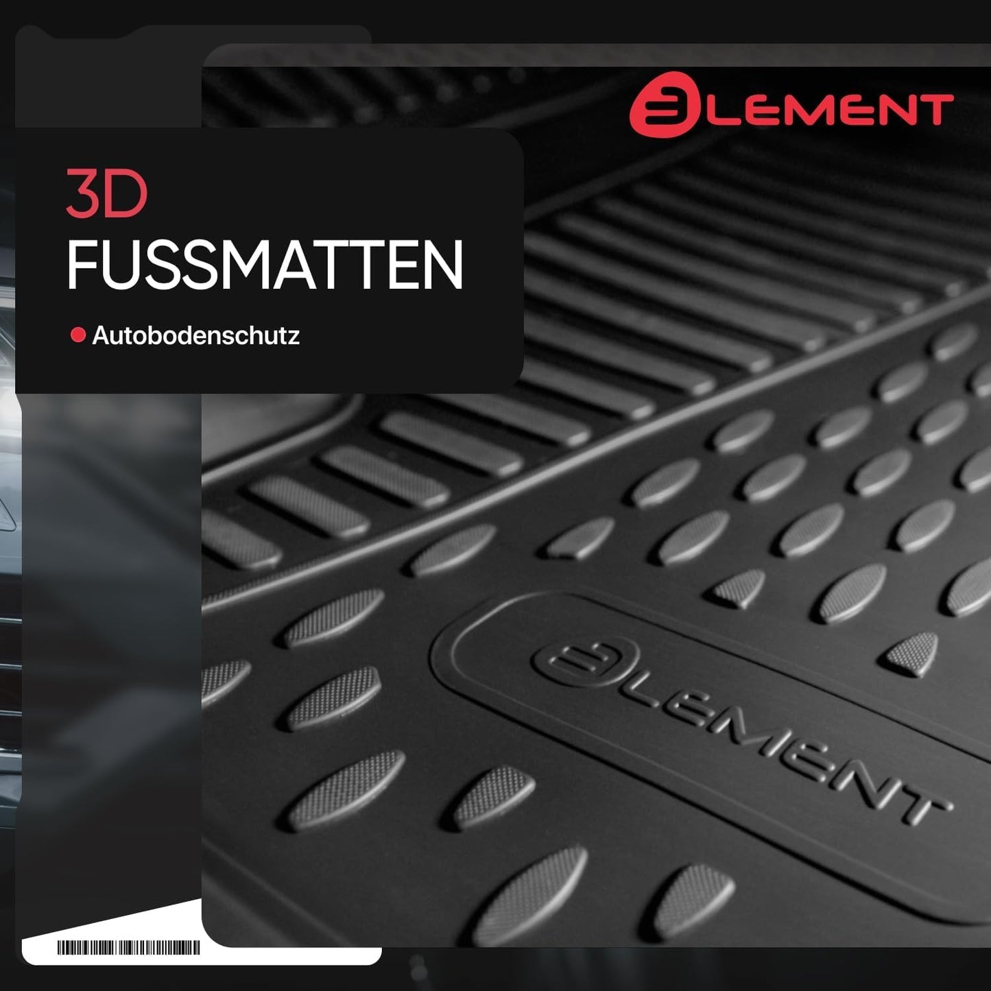 Element 3D rubber floor mats suitable for Toyota C-HR from 2016 to 2020 | 100% custom-fit all-weather floor mats made of TPE, high edge, waterproof, non-slip, odorless - EXP.ELEMENT3D48129210k