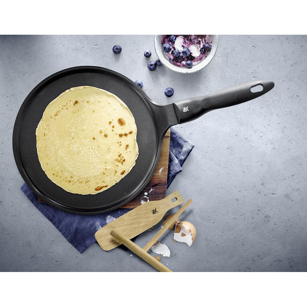 WMF Devil Crepe Pan Induction 27 cm, crepes pan, pancake pan with dough spreader and wooden scoop, cast aluminum coated - 570044291