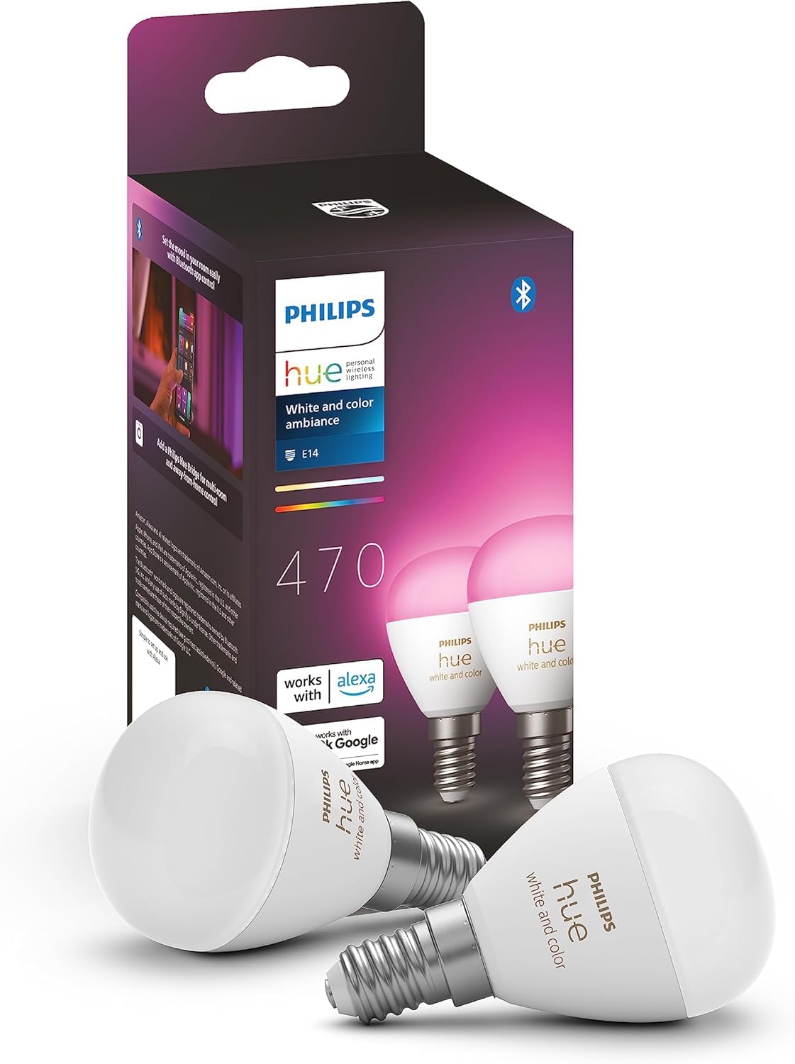 Philips Hue White and Color Ambiance Luster E14 2-pack (929003573602)