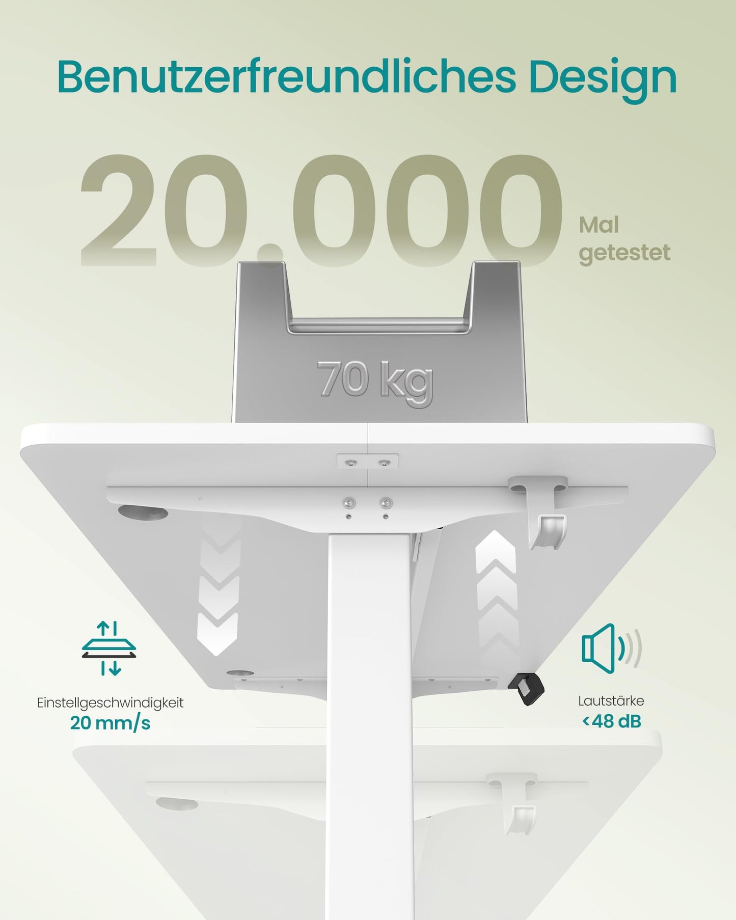 SONGMICS Electric height-adjustable desk, 100 x 60 cm, memory function with 4 heights, USB-C port, cloud white LSD130WZ01