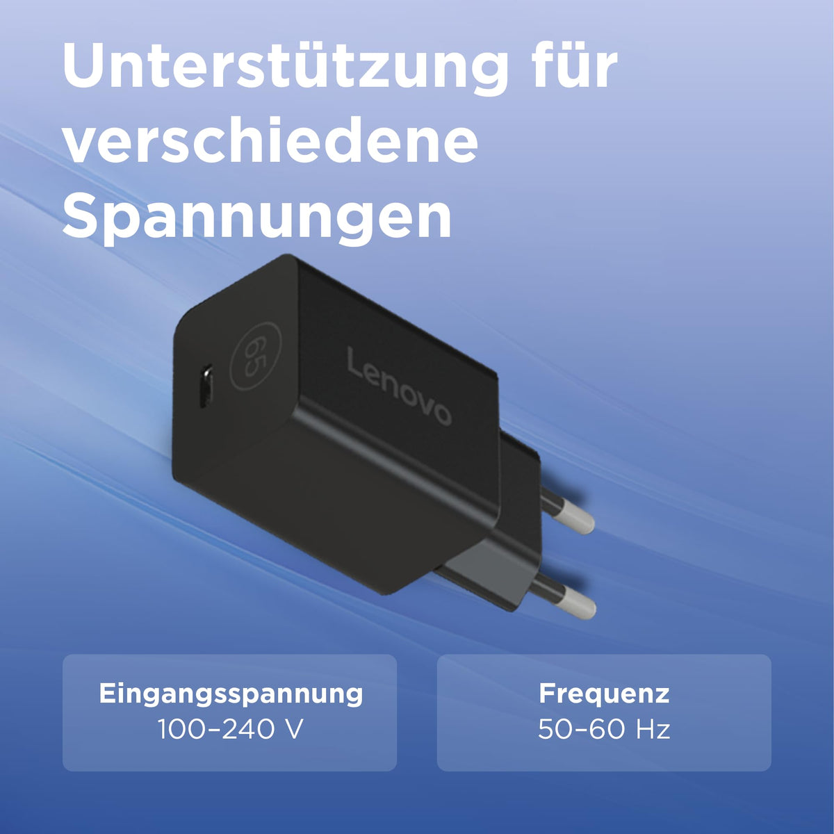 Lenovo GaN Nano 65W | USB-C Power Adapter for PC Laptop | EU Plug - G0A6GN65EU
