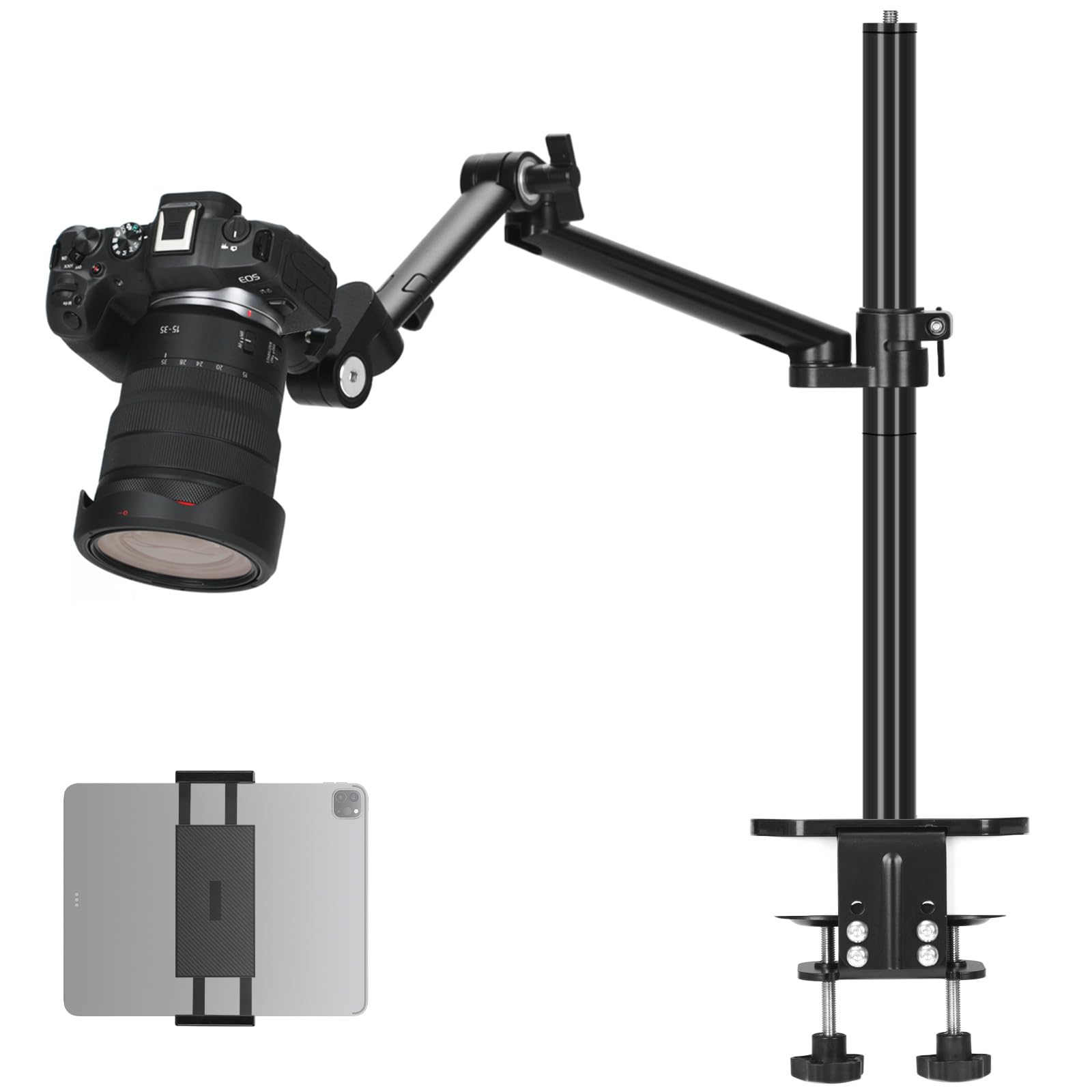 TARION table tripod camera table holder clamp tripod: camera overhead tripod table holder flexible joint arm table clamp tripod with tablet clamp for DSLR cameras ring lights webcam titan rig (Lite Z) - Titanrig