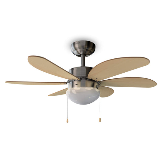 Cecotec ceiling fan EnergySilence Aero 350. 50 W, low consumption, 81 cm diameter, lamp, 6 reversible blades, 3 speeds, winter function, white or wood look - 05938