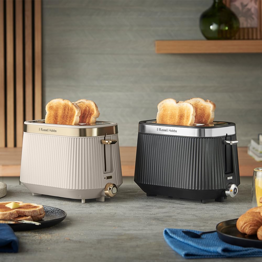 Russell Hobbs Toaster Brontë Black, 2-Slice, Matte Finish, Lift & Look - 26760-56