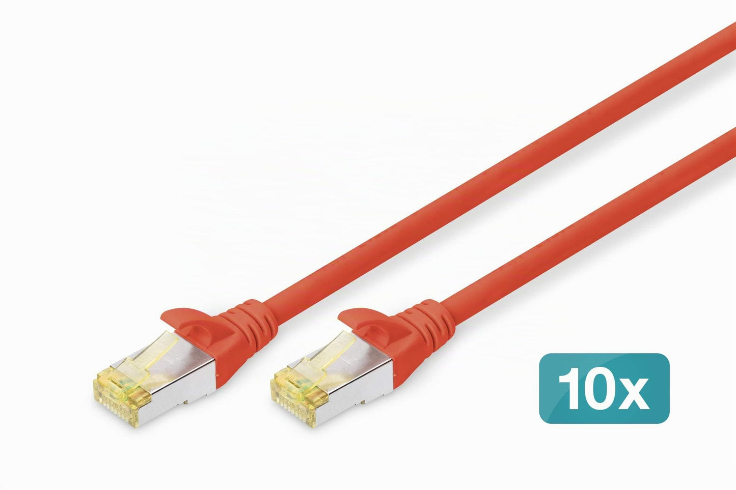 DIGITUS LAN cable Cat 6A – 2 m – 10 pieces – S/FTP shielded – red - DK-1644-A-020-R-10