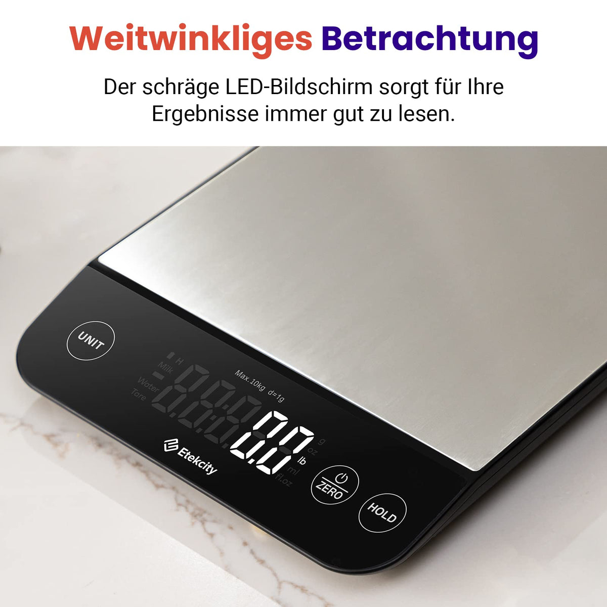 Etekcity 10kg Digital Kitchen Scale - Stainless Steel Kitchen Scale with USB Charging - EKS-L221