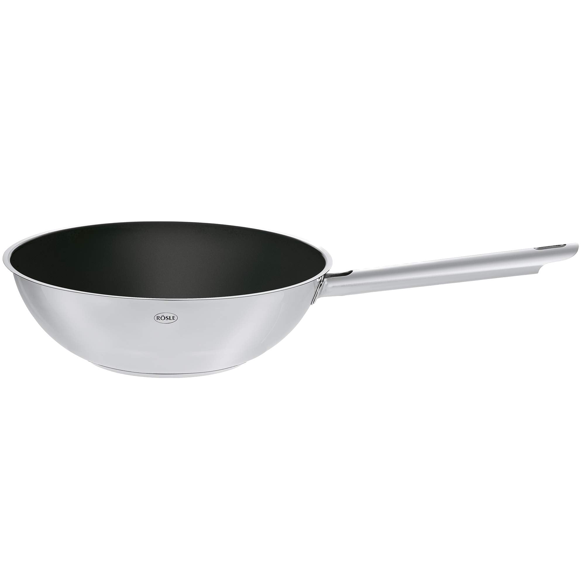 RÖSLE ELEGANCE wok pan, high-quality stainless steel wok with robust ProCera ceramic seal, 28 cm, 18/10 stainless steel, suitable for induction, silver - 13362