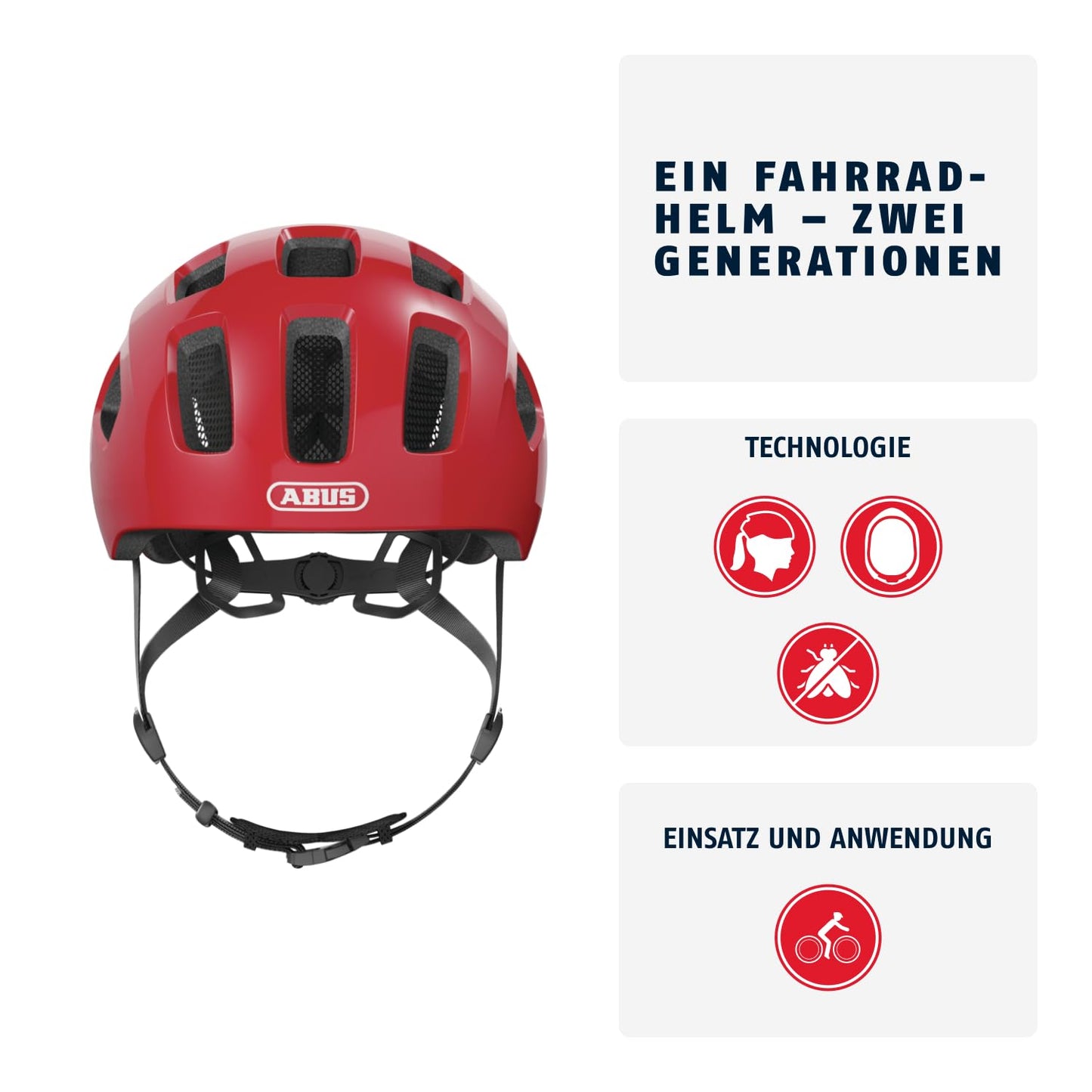 ABUS Youn-I 2.0 bicycle helmet - with light for children, teenagers and young adults - for girls and boys - red, size M - 40169