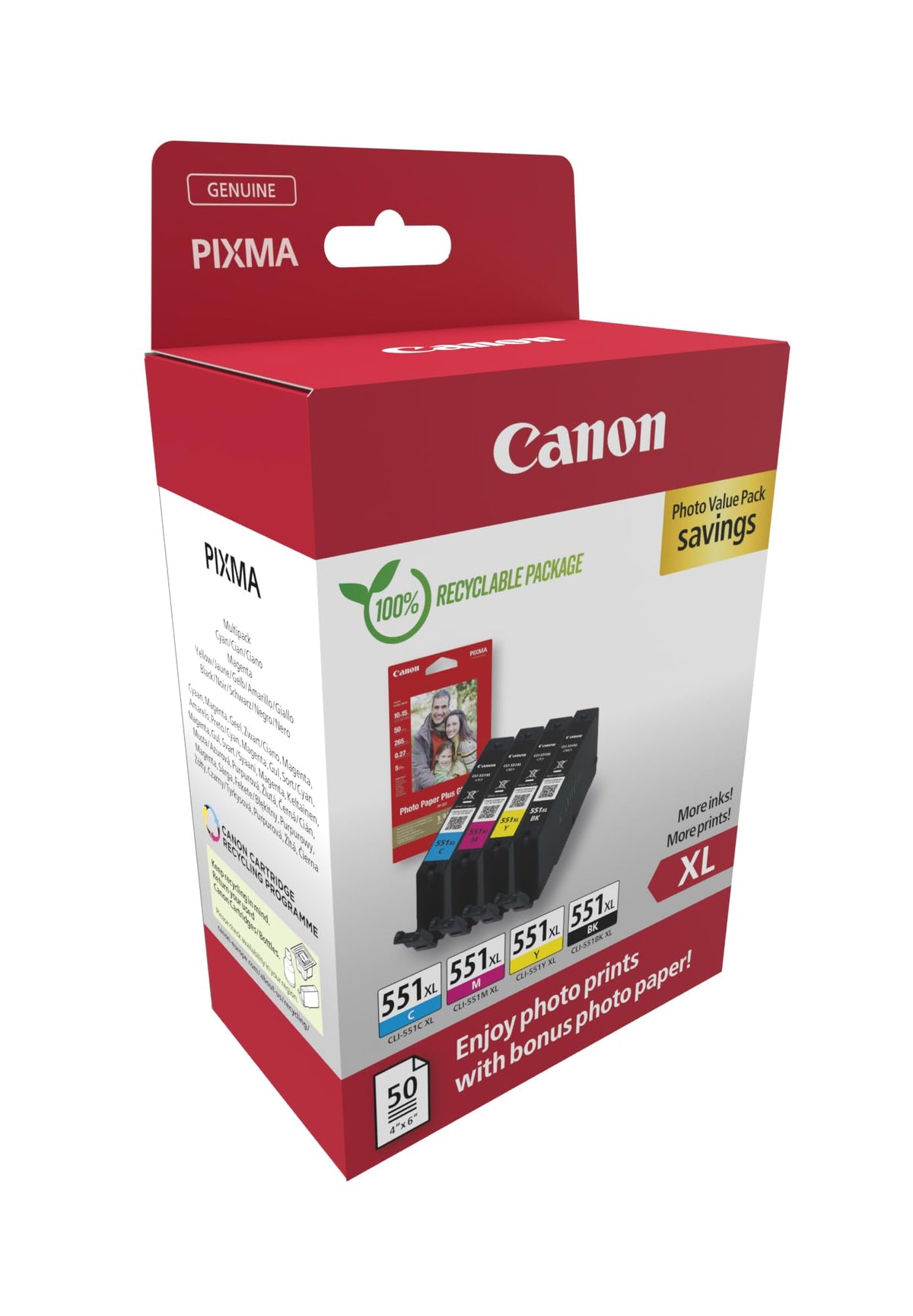 Canon CLI-551XL Original Ink Cartridges Multipack - 6443B008