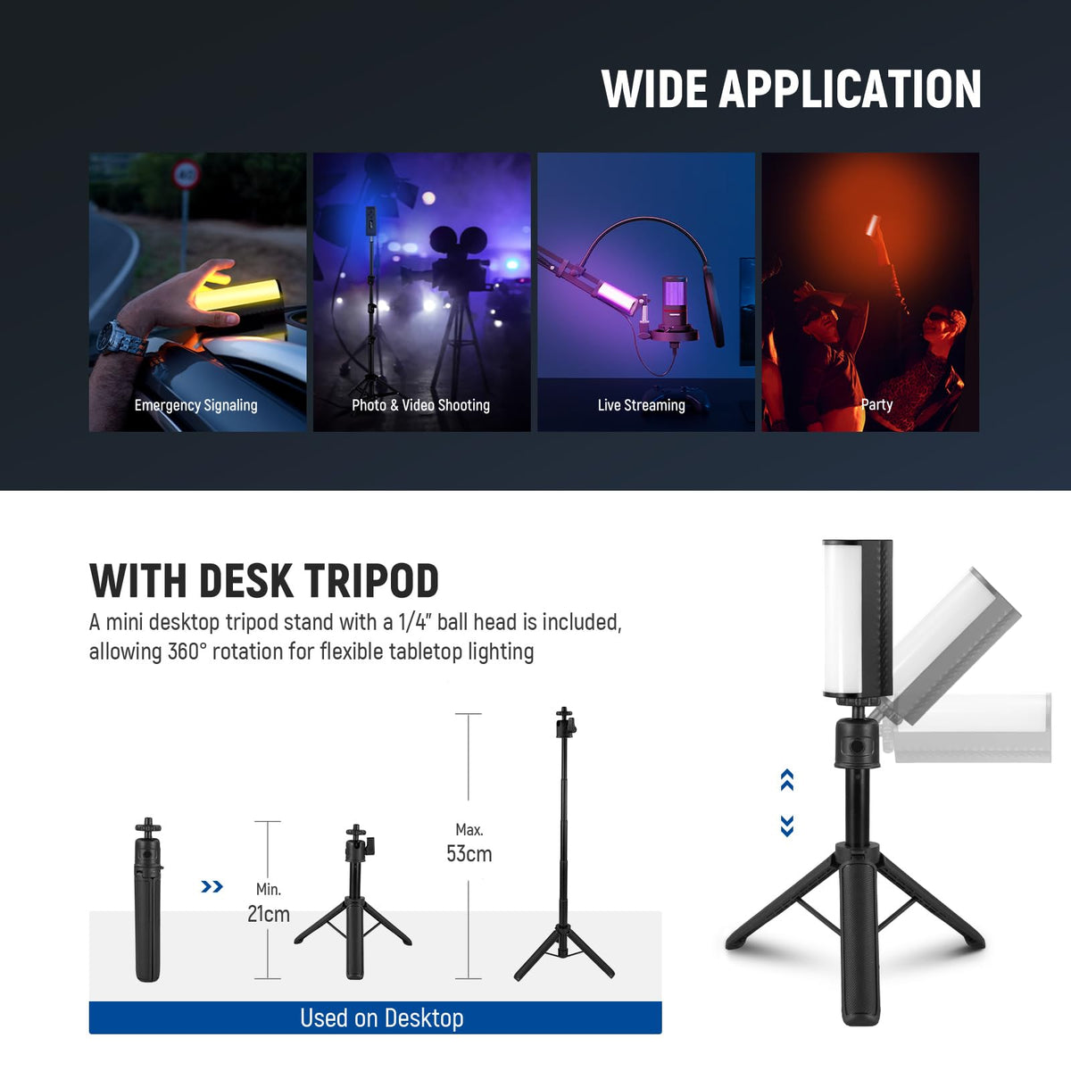 NEEWER Magnetic Hand Light Stick with Table Tripod, 17 Scenes, APP Control 360° Full RGB Mini LED Video Hand Light Stick, 2500K-8500K Dimmable CRI97 for Photography Vlog TikTok, 2550mAh Battery, TL97C