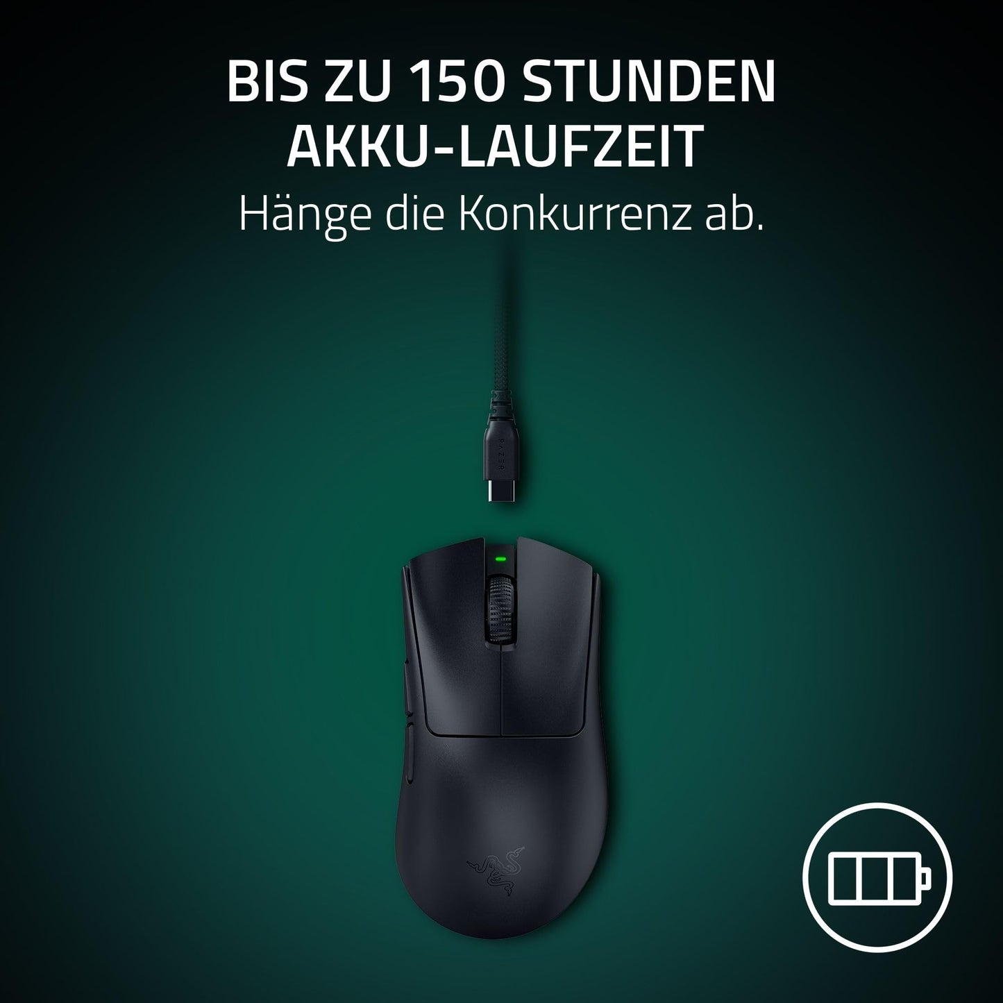 Razer DeathAdder V4 Pro - Ultralight wireless ergonomic e-sports mouse - 56g light - 2.4 GHZ Hyperspeed - Focus Pro 45K Optical Sensor - up to 8K Hz polling - Mouse Switches Gen-4 | Black - RZ01-05330100-R3G1