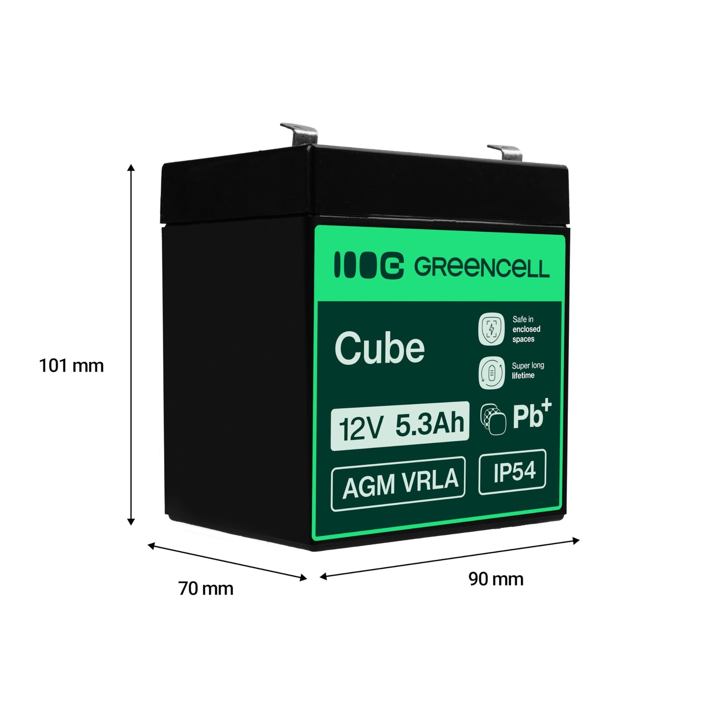 Green Cell AGM 12V 5.3Ah battery VRLA lead battery lead battery replacement battery gel battery battery cycle-proof unmanned UPS UPS emergency power UPS system UPS system - AGM45
