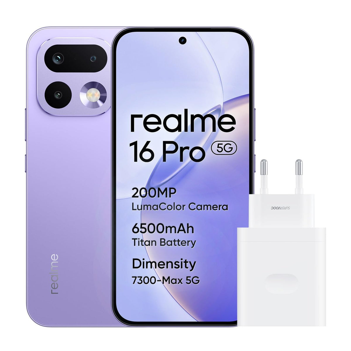 realme Smartphone 16 Pro 5G 256GB 8GB Orchid Purple INT+NFC RMX5120 EU AMZ - 6941764482524