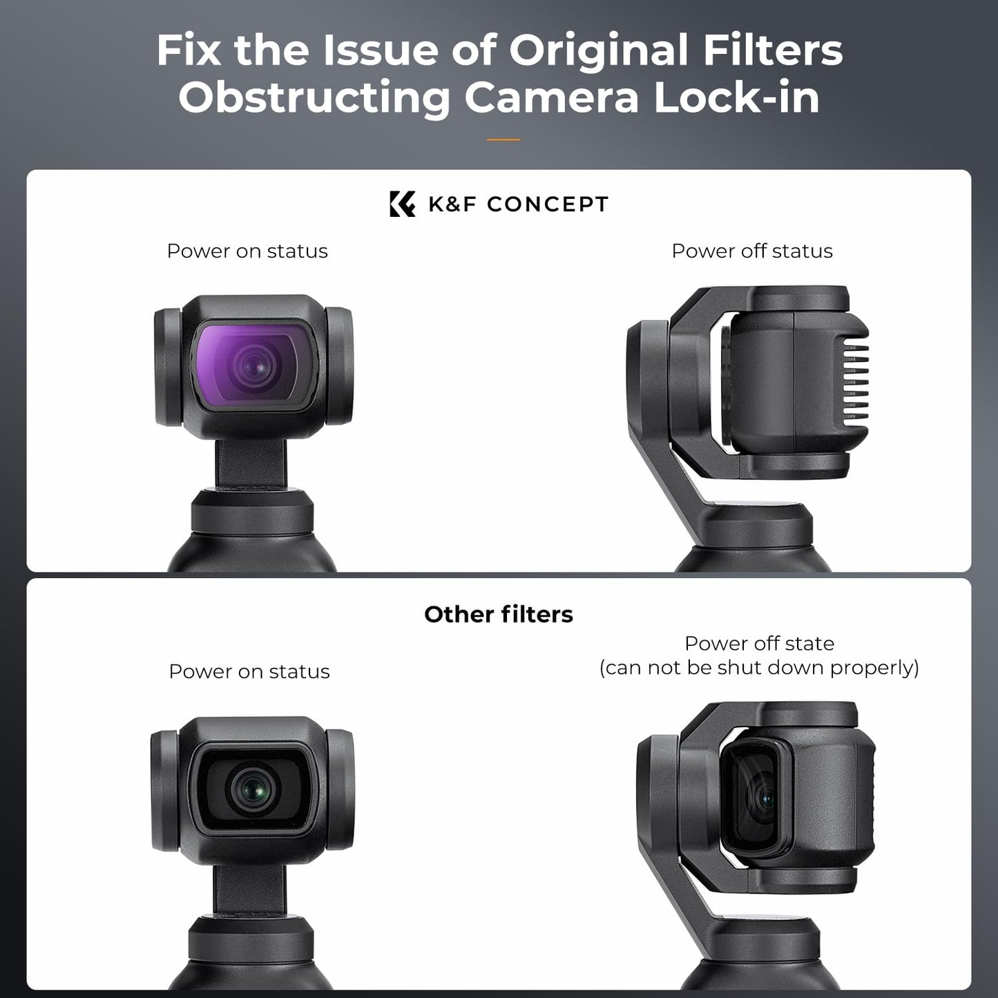 K&F CONCEPT magnetic ND filter set, compatible with DJI OSMO Pocket 4 and Pocket 3, pack of 4 ND4, ND8, ND16, ND32 filters, Osmo Pocket 4/3 accessories (aluminum frame) - SKU.2093