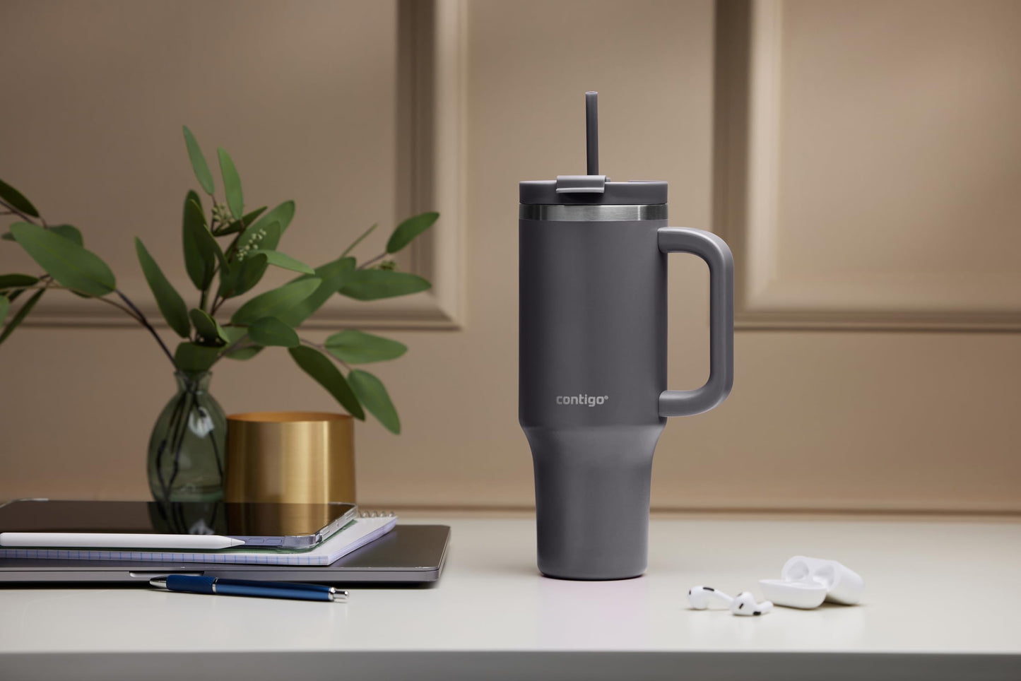 Contigo thermos bottle 1200 ml with handle and straw | Stainless Steel Insulated Thermal Drinking Bottle with Lid | Cools for 29 hours | Travel Mug | Thermo mug | - 2217788