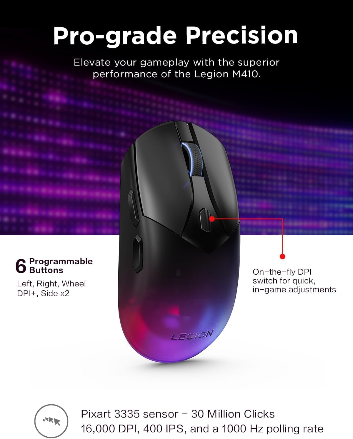 Lenovo Legion M410 | Wireless RGB Gaming Mouse - GY51P83012