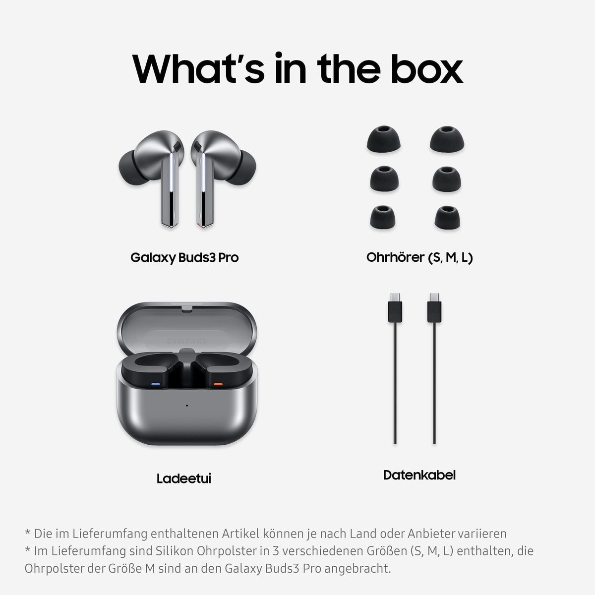 Samsung Galaxy Buds3 Pro Wireless Bluetooth Headphones, Active Noise Cancelling (ANC), Adaptive Noise Control, 360 Audio, In-Ear Headphones with Hi-Fi Sound, Silver, Includes Anymode Clear Cover - SM-R630NZAADBT