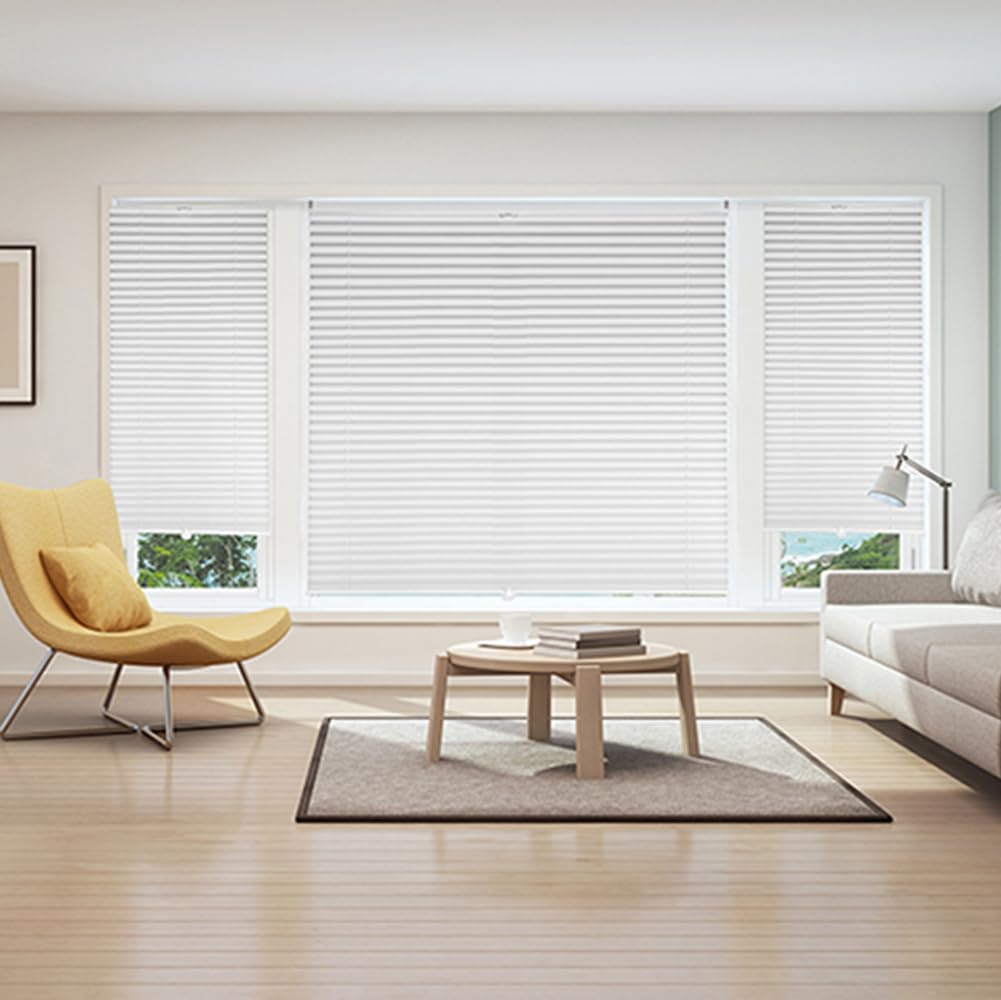 Sekey pleated blinds without drilling, window pleated blinds Klemmfix blinds 135 cm wide, tensioned opaque sun protection window blind, 135x150cm, white - 38B51359