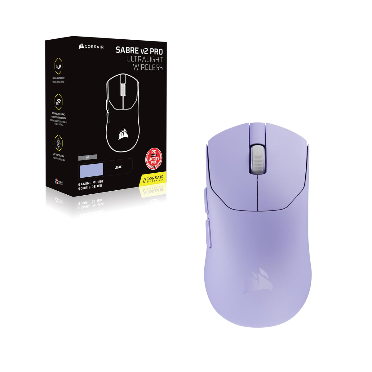 Corsair Sabre v2 PRO Ultralight Mouse de Gaming FPS Fără Fir – Lavandă - CH-931G006-WW