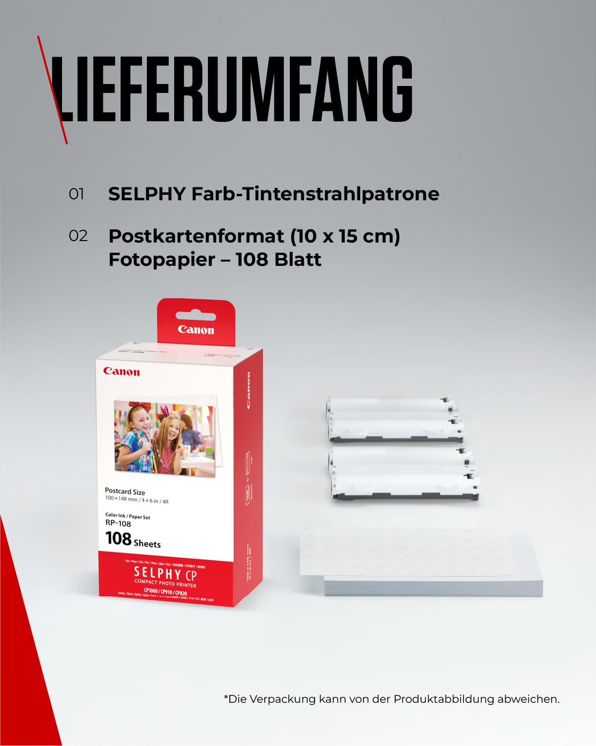Canon SELPHY RP-108 Ink and Paper Set (RP-108)